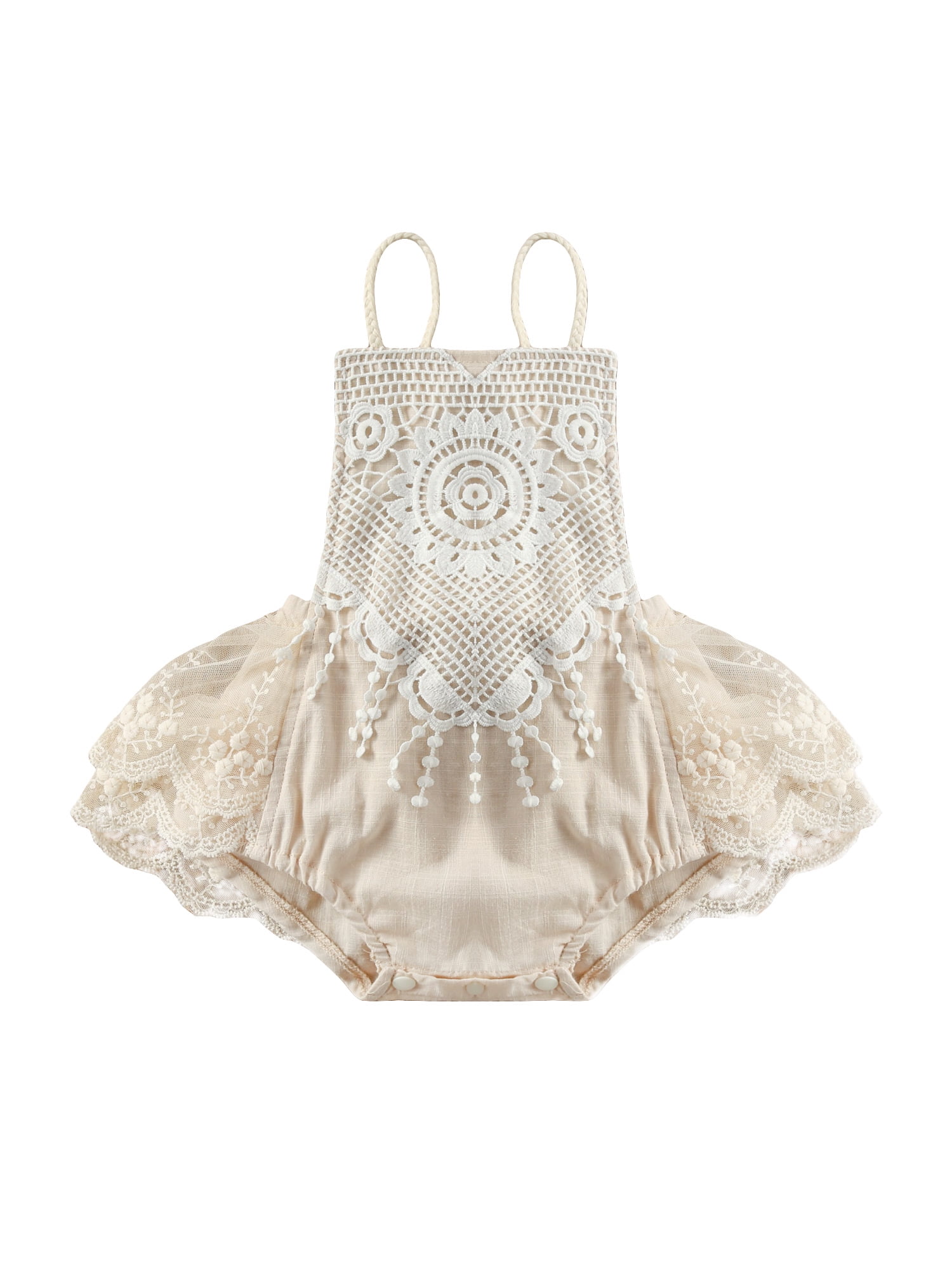 Nituyy Infant Baby Girl Lace Rompers Floral Backless Sleeveless