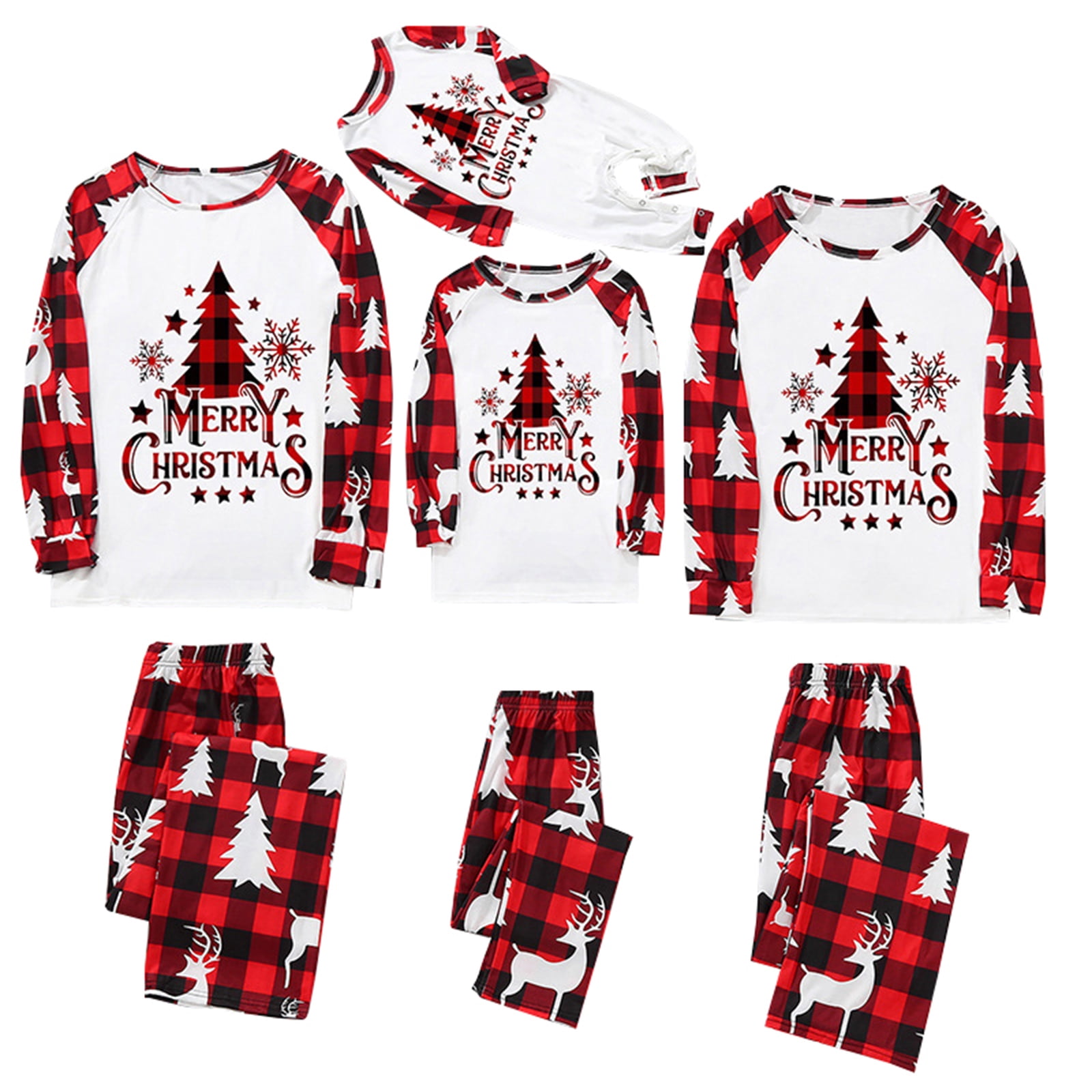 Nituyy Matching Christmas Pajamas Set for Family, Printed Pjs for Women ...