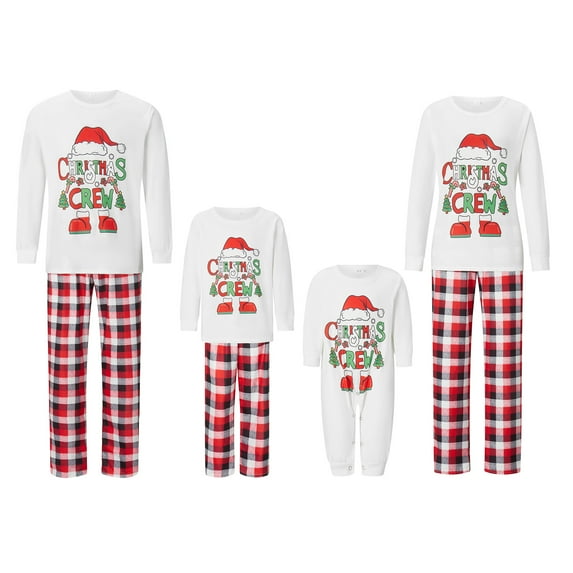 Nituyy Matching Family Christmas Pajamas Set, Reindeer Plaid Printed Xmas PJs Loungewear Sleepwear for Women Men Kids