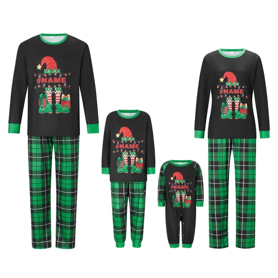 Nituyy Matching Family Christmas Pajamas Set, Reindeer Plaid Printed Xmas PJs Loungewear Sleepwear for Women Men Kids