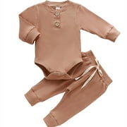 Nituyy Newborn Baby Girl Boy Knitted Cotton Tops Blouse Pants 2PCS Set