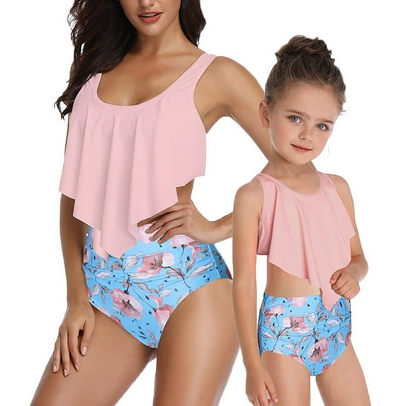 Nituyy Summer Women Girl High Waist Parent-child Beach Party Beachweaer Swimwear Swimsuit