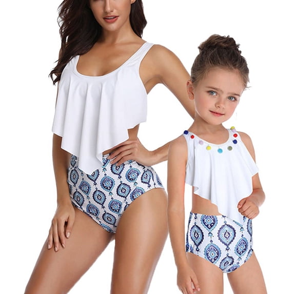 Nituyy Summer Women Girl High Waist Parent-child Beach Party Beachweaer Swimwear Swimsuit