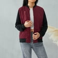 thumbnail image 1 of Nituyy Women Autumn WInter Zipper Up Flight Bomber Jackets Ladies Casual Coat Outerwear Patchwork Jacket, 1 of 9