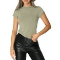 thumbnail image 1 of Nituyy Women Basic Crop Top Short Sleeve Solid Round Neck Skinny Tops Cap Sleeve Slim Tee Shirt Cute Clothes, 1 of 9
