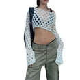 thumbnail image 1 of Nituyy Women Knitted Crop Tops, Solid Color Long Sleeve Cutout Slim Pullover, 1 of 9