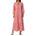 thumbnail image 1 of Nituyy Women Summer Bohemian Floral Maxi Dress Casual Puff Long Sleeve V Neck Loose Ruffle Tiered Beach Vacation Long Dress, 1 of 9
