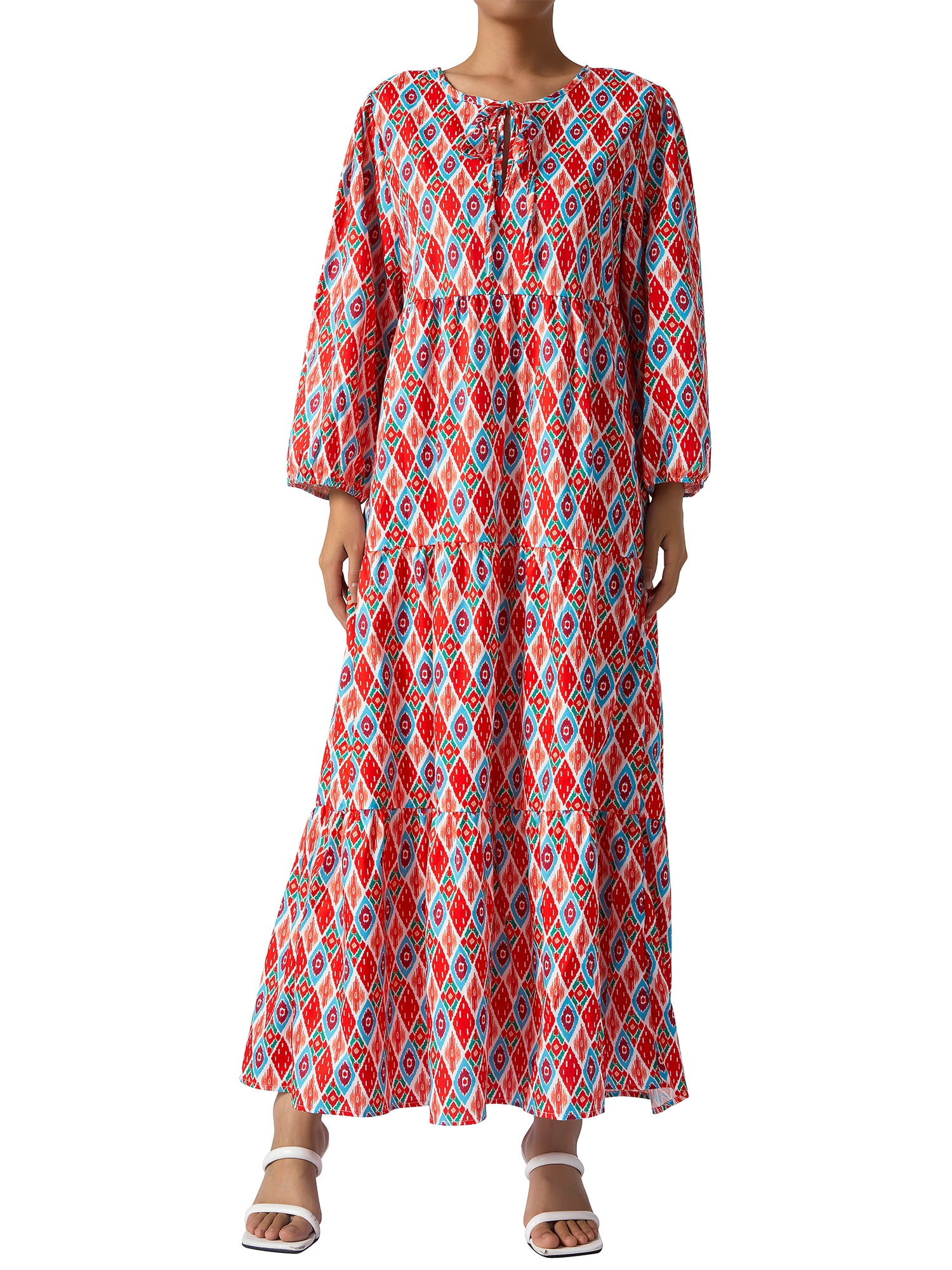 Casual Vacation Geometric Print Ruffle V Neck Printed Dresses Casual Vacation Geometric Print Ruffle V Neck Printed Dresses