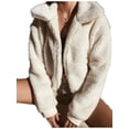 thumbnail image 1 of Nituyy Women Thick Warm Shaggy Fleece Zip Up Hooded Outwear Coat with Pockets, 1 of 3