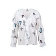 thumbnail image 1 of Nituyy Women Tops Button-down Solid Color/Letter/Butterfly/Plant Print Ruffle Shirt, 1 of 9