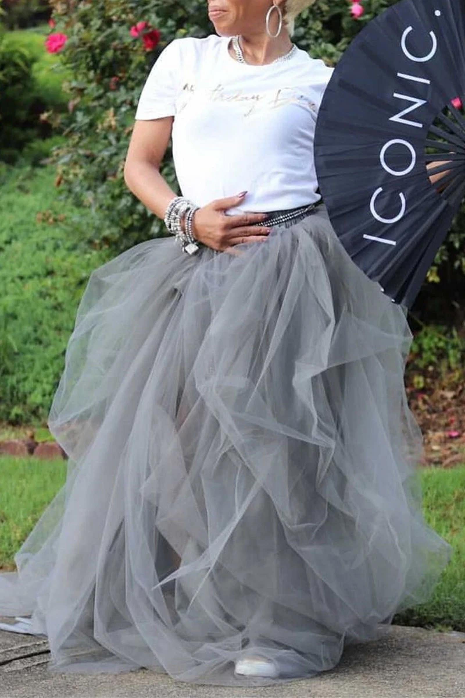 Women's Long Maxi Tulle Skirt - Tiered Layered Floor Length Tutu For Wedding, Prom, Party (Multi-Color Options) - View #2