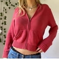 thumbnail image 1 of Nituyy Women’s Full Zip Knit Hoodies, Casual Solid Color Long Sleeve Drawstring Sweatshirts, 1 of 5