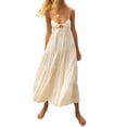 thumbnail image 1 of Nituyy Women's Midi Cami Dress Solid Spaghetti Strap Party Beach A-line Dress, 1 of 5