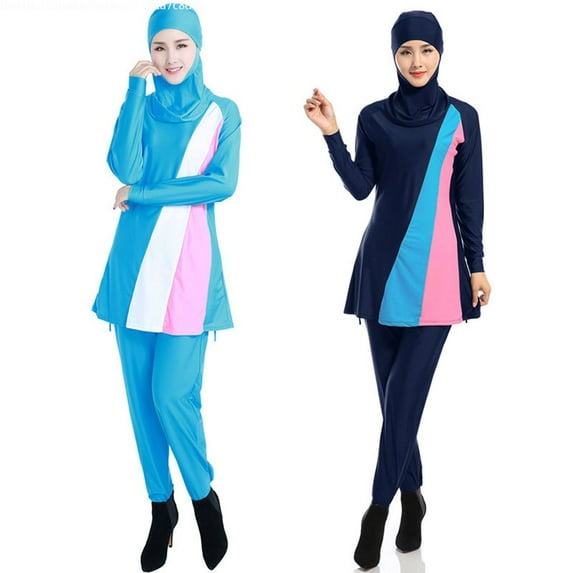 Muslim Swimsuit Women Conservative Swimsuit Beach Swimsuit Long Sleeve Top + Hat + Pants