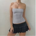 thumbnail image 1 of Nituyy Womens Strapless Sleeveless Tube Bandeau Crop Tank Top Off Shoulder Skinny Slim Fit Bustier Corset, 1 of 6