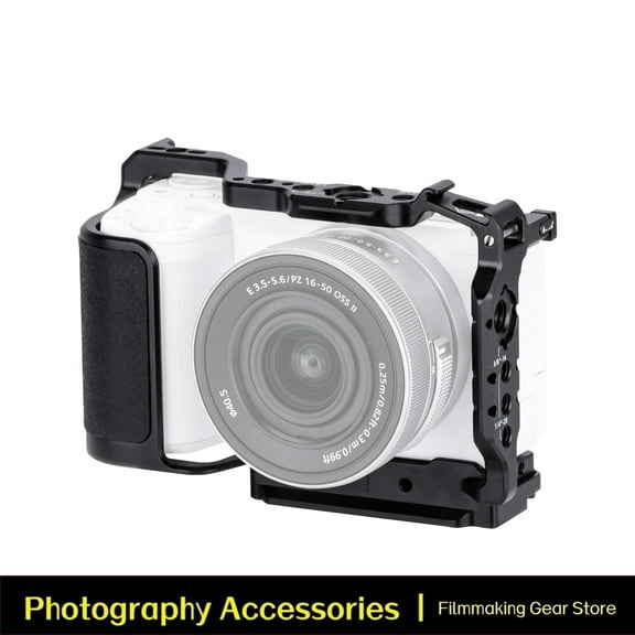 Nitze Camera Cage for ZV-E10 II Camera, with 2 Integrated NATO Rails, Built-in Cold Shoe, Quick Release Plate
