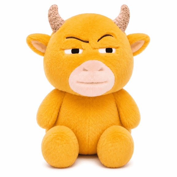 NiuLai Cow Plush Toys, 9.8'' Fluffy Yellow Cow Stuffed Animal, Soft Bull Plushie Toys, Huggable Soft Toys for Bedroom & Desktop Home Decor, Christmas Halloween Gifts for Fans