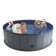 Niubya 47 x 12 Foldable Dog Swimming Pool, Small swimming pool Portable Bath Tub for Pets Indoor and OutdoorGray