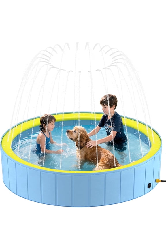 Niubia Foldable Deepening Water Spray Dog Pool, Outdoor Hard Plastic PVC Kids Water Spray Pad, 48''x 12''