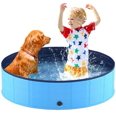 Niubya 64 x 12'' Foldable Dog Swimming Pool, Portable Bath Tub for Pets Indoor and Outdoor(Blue)