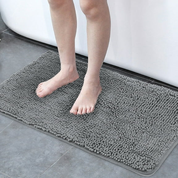 Niubya Bathroom Rug, Contour Toilet Bath Rugs, Non-Slip Floor Mat With Rubber BackingMachine Wash and Dry, 24x17, Gray