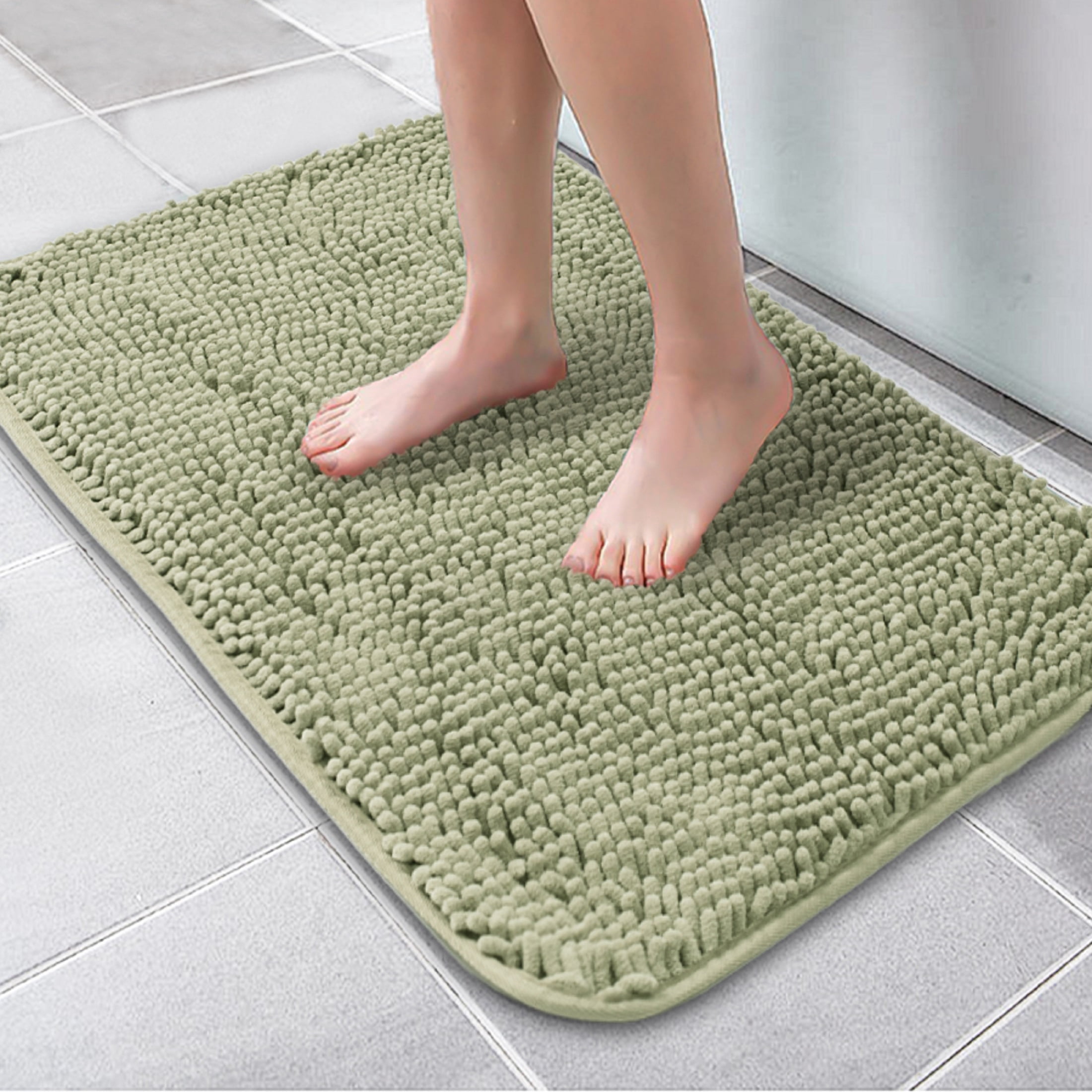 Niubya Bathroom Rug, Contour Toilet Bath Rugs, Non-Slip Floor Mat With Rubber BackingMachine Wash and Dry, 32x20, Camel