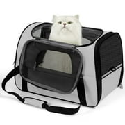 Niubya Cat Carrier, Airline Approved Cat Carriers With Safety Leash, Soft Carrier for Small and Medium Cats Under 20 Lbs, Comfort for Cat Travel Carrier, Light Gray