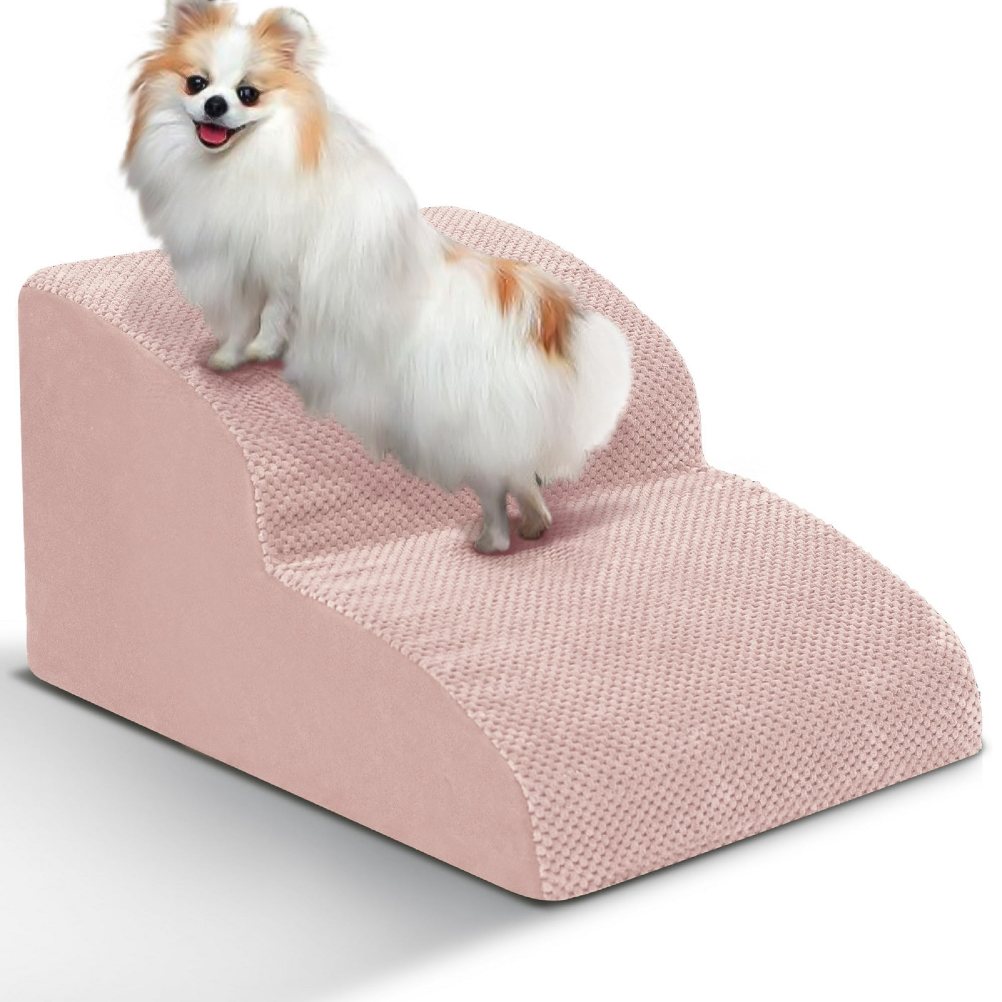 Pink Ramp Niubya, Dog Stairs for Small Dogs, 3 Steps High Density Foam Dog Ramp ...