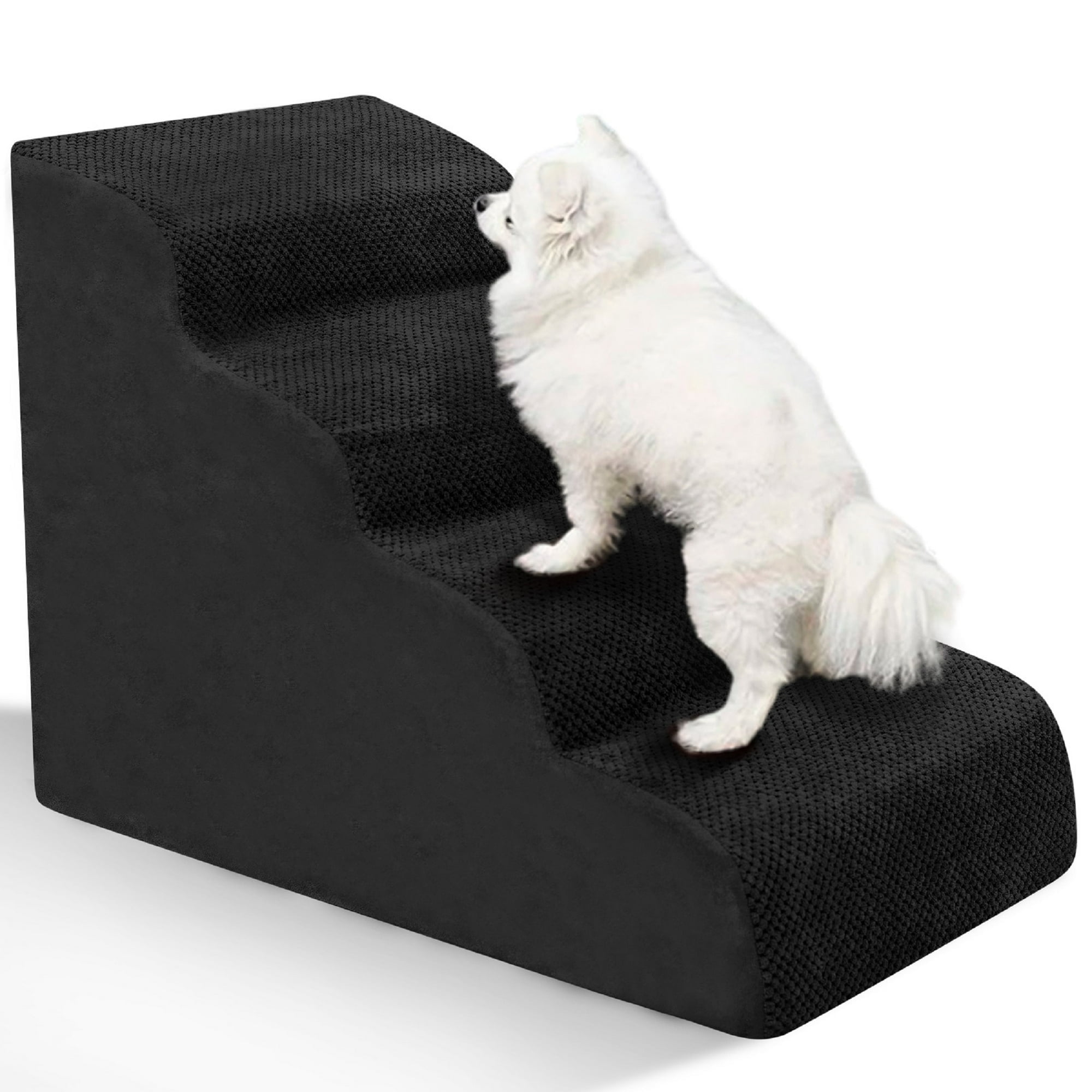 Niubya, Dog Stairs for Small Dogs, 4 Steps High Density Foam Dog Ramp ...