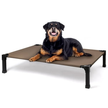 Niubya Cooling Elevated Dog Bed, Portable Raised Dog Cot with Washable Mesh, Large (51"L x 36"W x 9.3"H), Brown