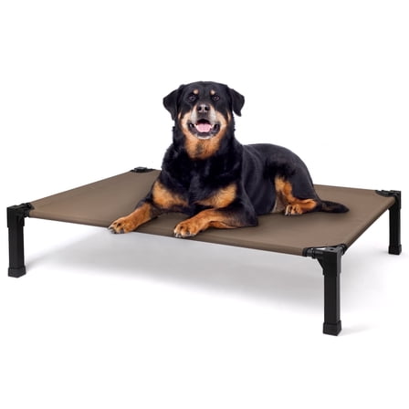 Niubya Cooling Elevated Dog Bed, Portable Raised Dog Cot with Washable Mesh, Large, Brown
