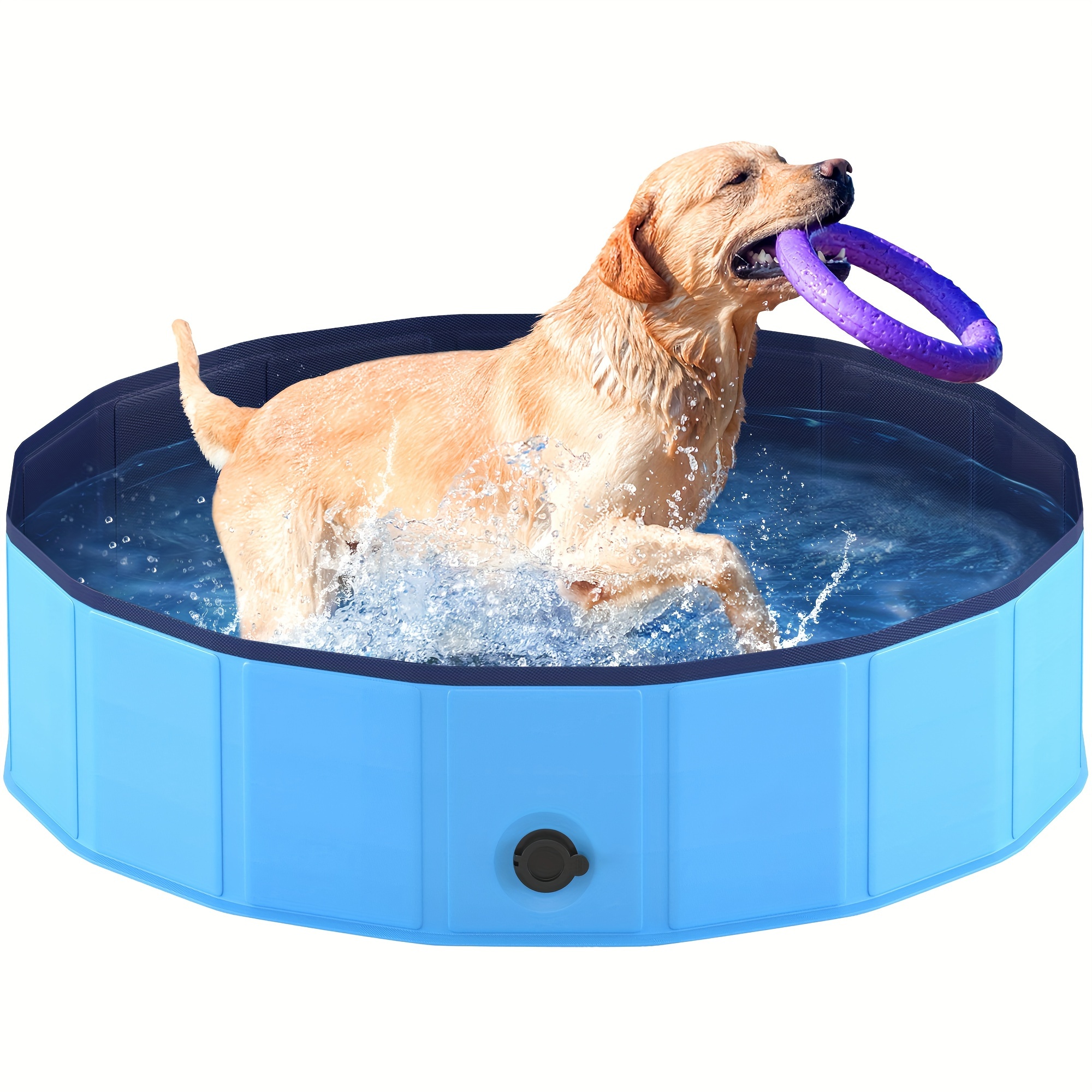 Niubya Foldable Dog Pool, Collapsible Hard Plastic Dog Swimming Pool