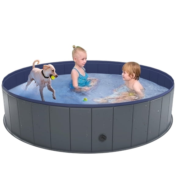 Niubya 63 x 12'' Foldable Dog Swimming Pool, Portable Bath Tub for Pets Indoor and Outdoor(Gray)
