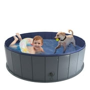 Niubya 64 x 12'' Foldable Dog Swimming Pool, Portable Bath Tub for Pets Indoor and Outdoor(Gray)