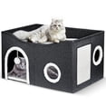 thumbnail image 1 of Niubya Indoor Cat Large Cat Bed Cave with Fluffy Ball and Scratch Pad,Foldable CatHouses & Condos,, 1 of 8