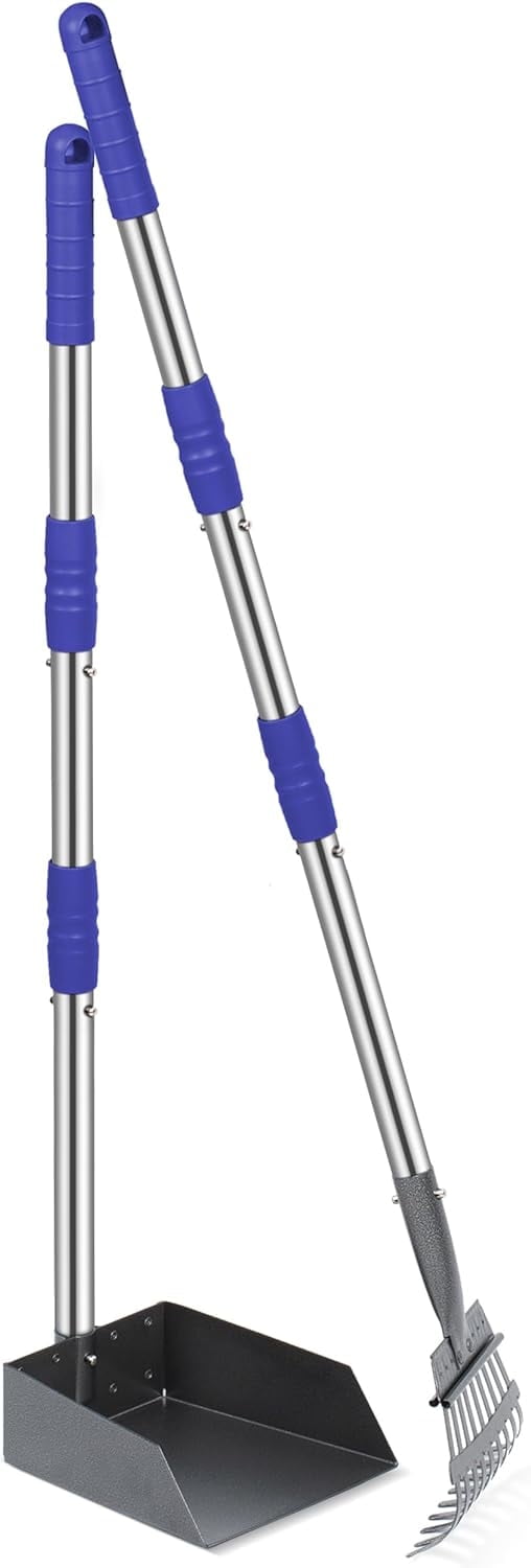 Niubya Pooper Scooper for Dogs, Metal Poop Scooper Tray Spade and Rake