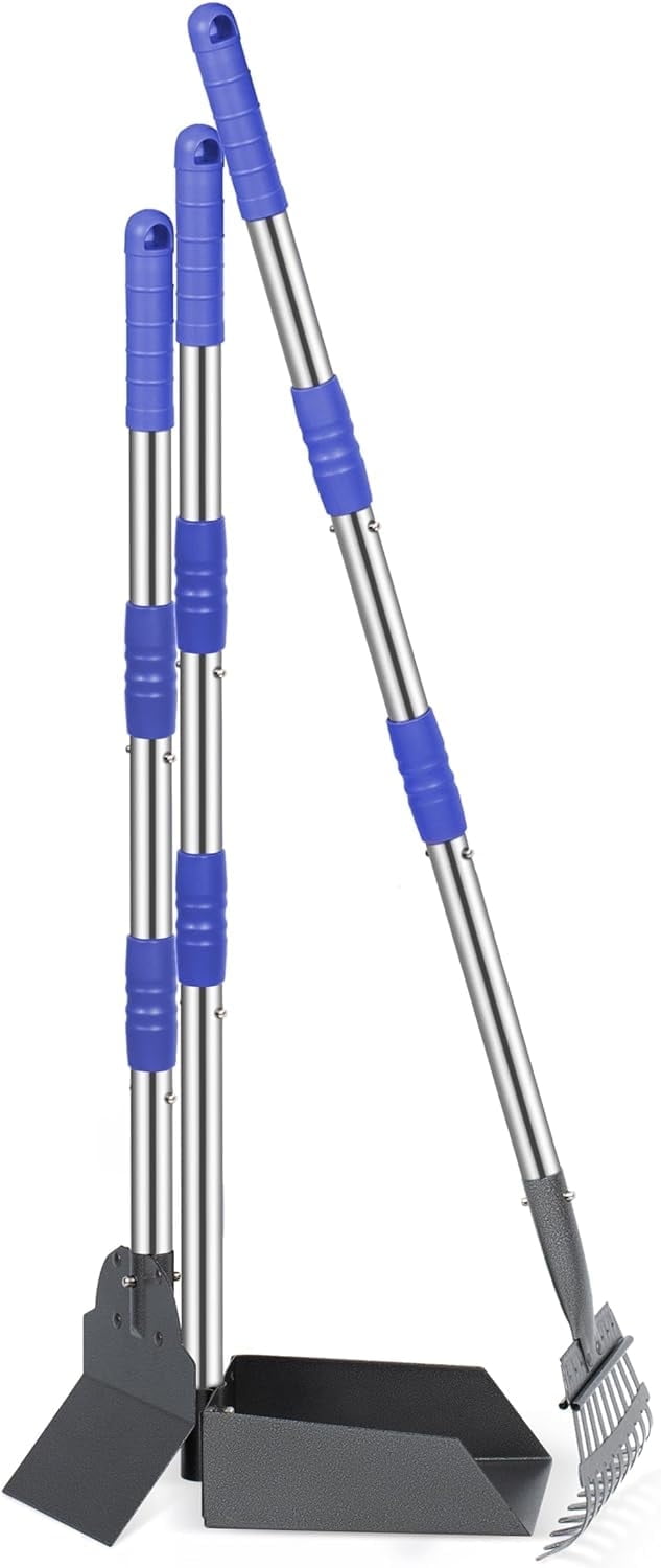 Niubya Pooper Scooper for Dogs, Metal Poop Scooper Tray Spade and Rake