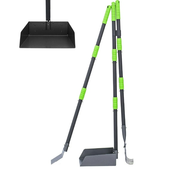 Niubya Pooper Scooper for Dog, Poop Scoopwith 3 Pack Adjustable Long Handle, Black&Green