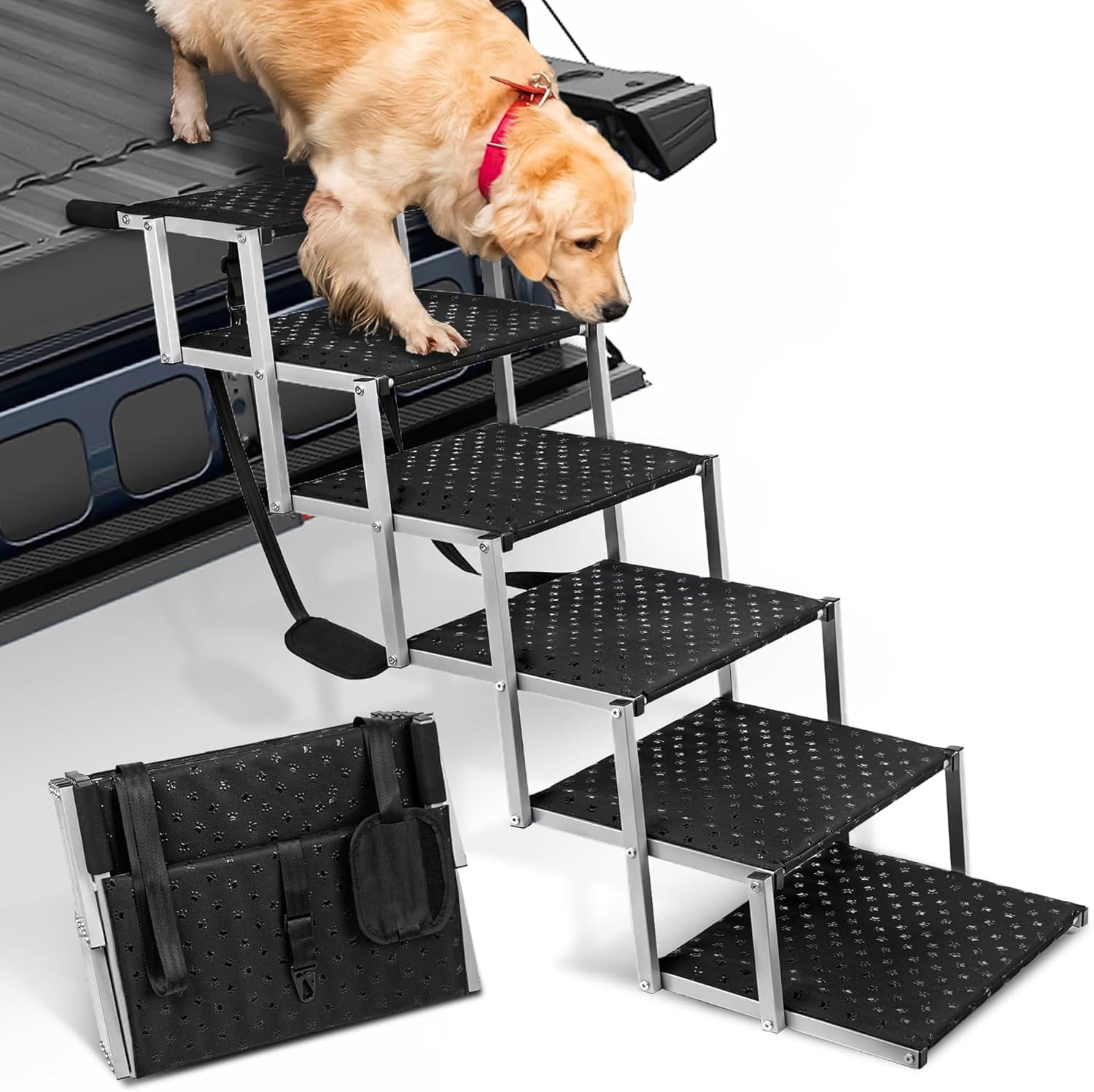 Niubya Portable Folding Dog Stairs for Cars, SUVs, Trucks - Lightweight ... - Portable Dog Step Ramp