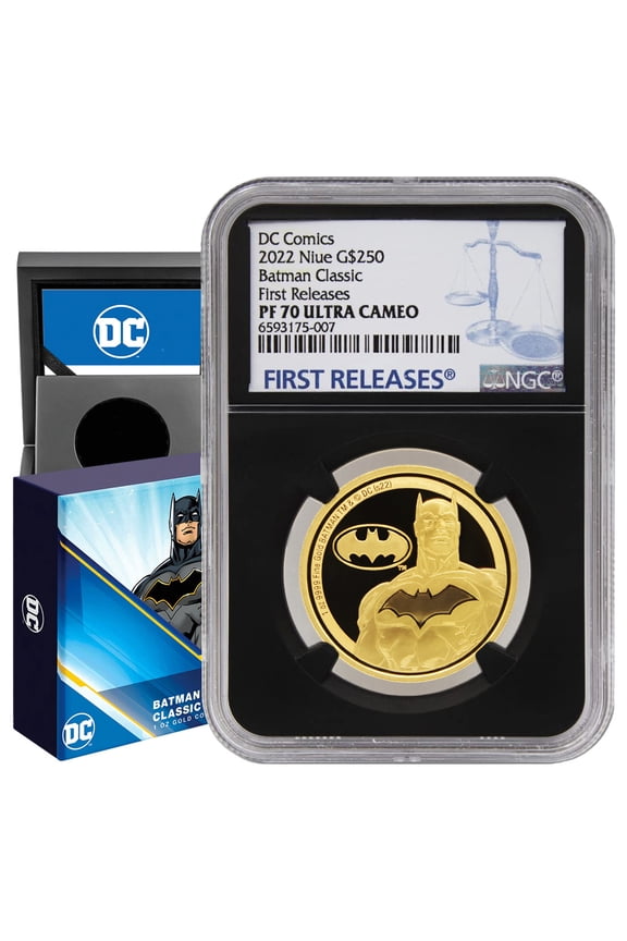 Niue 2022 Gold $250 Batman Classic NGC PF70 Ultra Cameo First Releases Black Core with Original Government Packaging U.S. Mint Coin