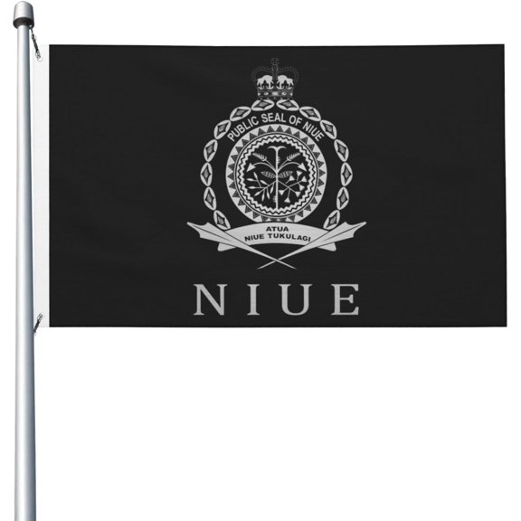 Niue Flag Logo 3x5 Ft Flags Double-Sided Printed With Vivid Colors It Is A Double Sided Fabric Flags An Outdoor Banner That Resists Fading And Is Durable And Long Lasting