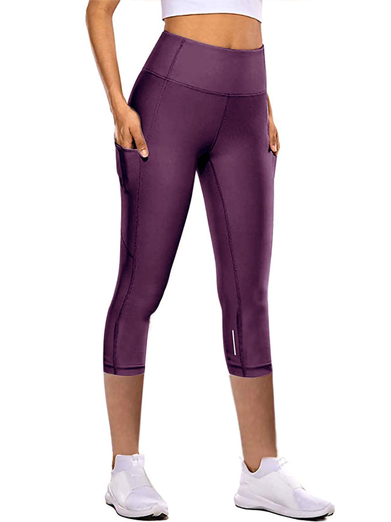 Niuer Capri 3/4 Yoga Pants for Women Sides Pockets High Waist Workout Yoga  Leggings Slim Fit Activewear 