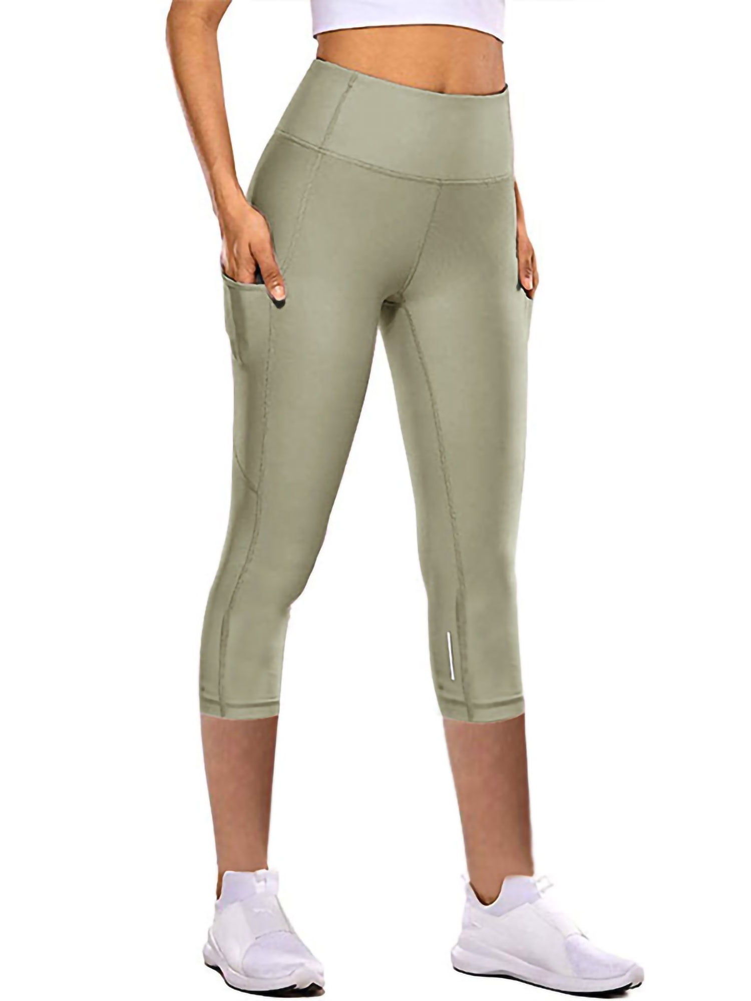 Niuer Capri 3/4 Yoga Pants for Women Sides Pockets High Waist