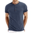 thumbnail image 1 of Niuer Casual Loose Shirt For Men Regular Fit Short Sleeve Plain Cotton Tee Men Summer Holiday T Shirt Tops Tee Button Neck Casual Henley Shirt, 1 of 4
