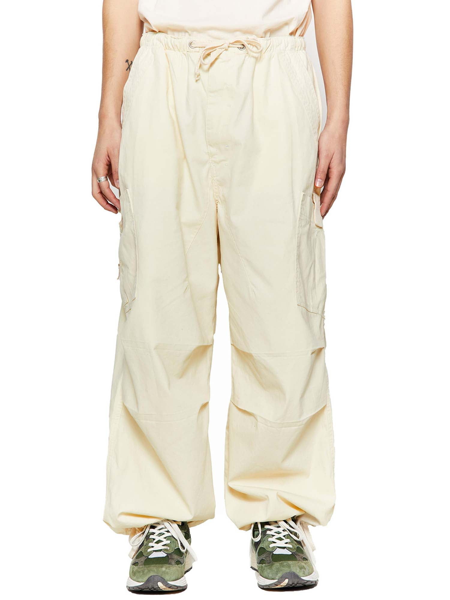 Niuer Fashion Elastic Waist Harem Pants for Men Casual Wide Leg Hip Hop  Joggers Trousers Multi Pocket Outdoor Cargo Pants Off-white XL 