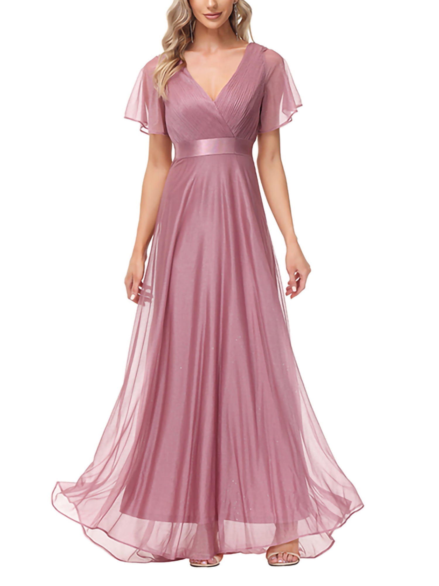 Bright pink hotsell chiffon dress