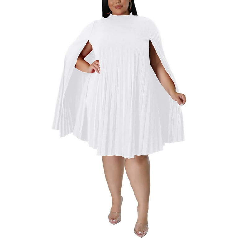 White cape dress plus size cheap
