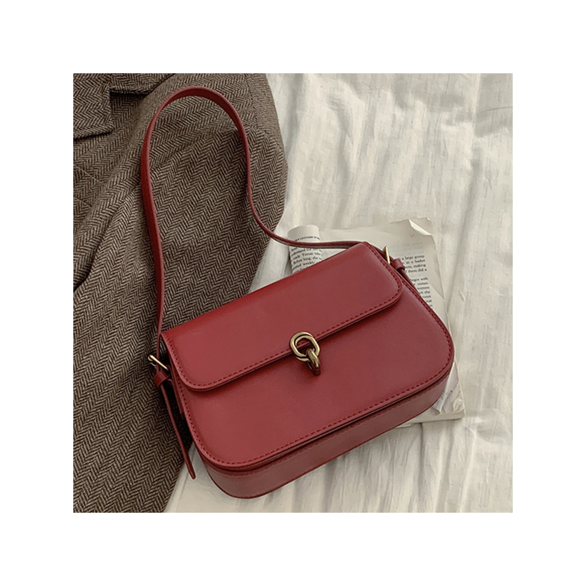 PU Red Traveling Handbag