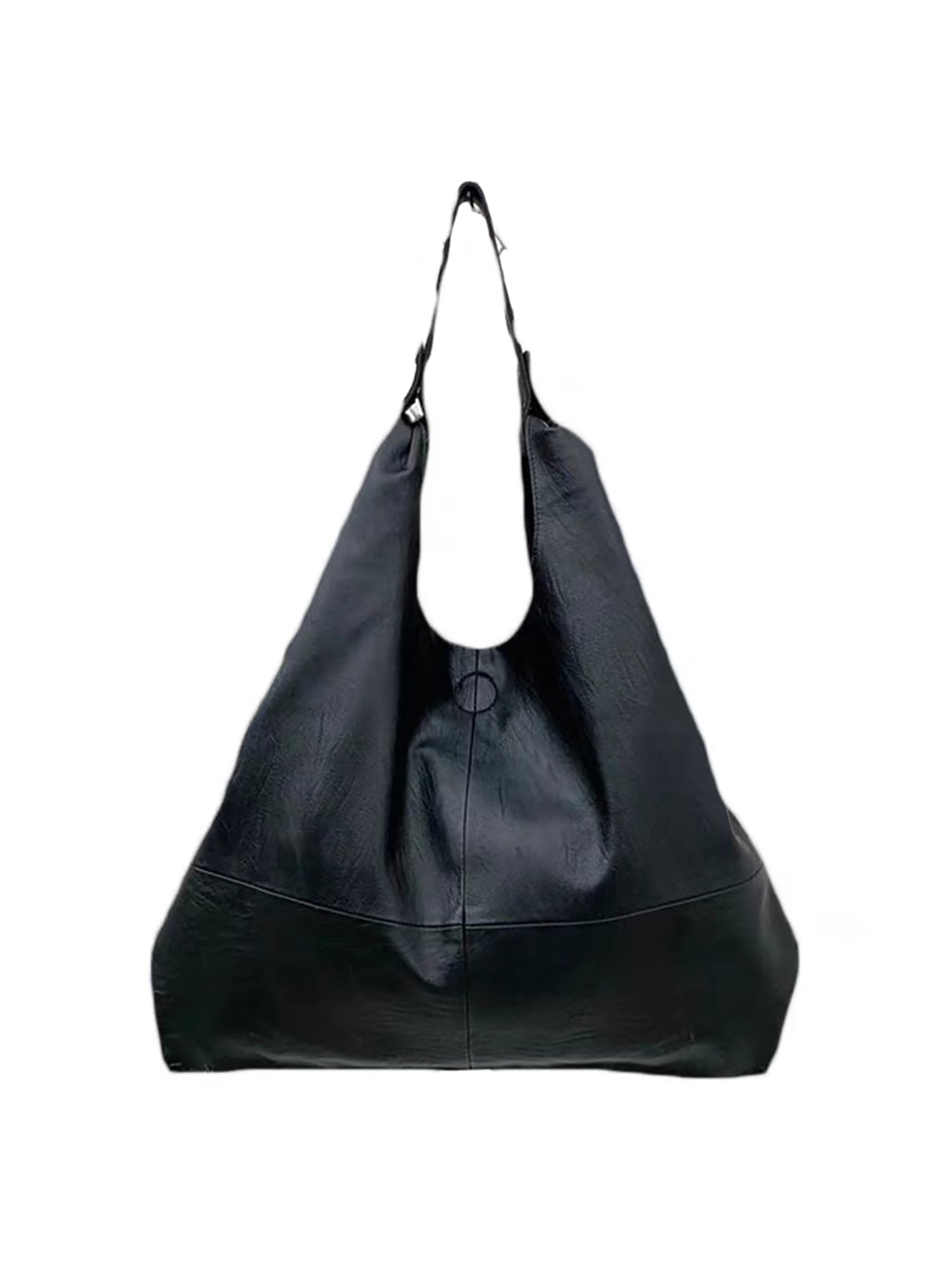 Large Black Leather Hobo Bag - Slouchy Shoulder Purse
