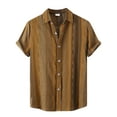 thumbnail image 1 of Niuer Men Striped Short Sleeve Shirts Button Down Loose Tops Summer Casual Aloha Hawaiian Beach Shirts, 1 of 5
